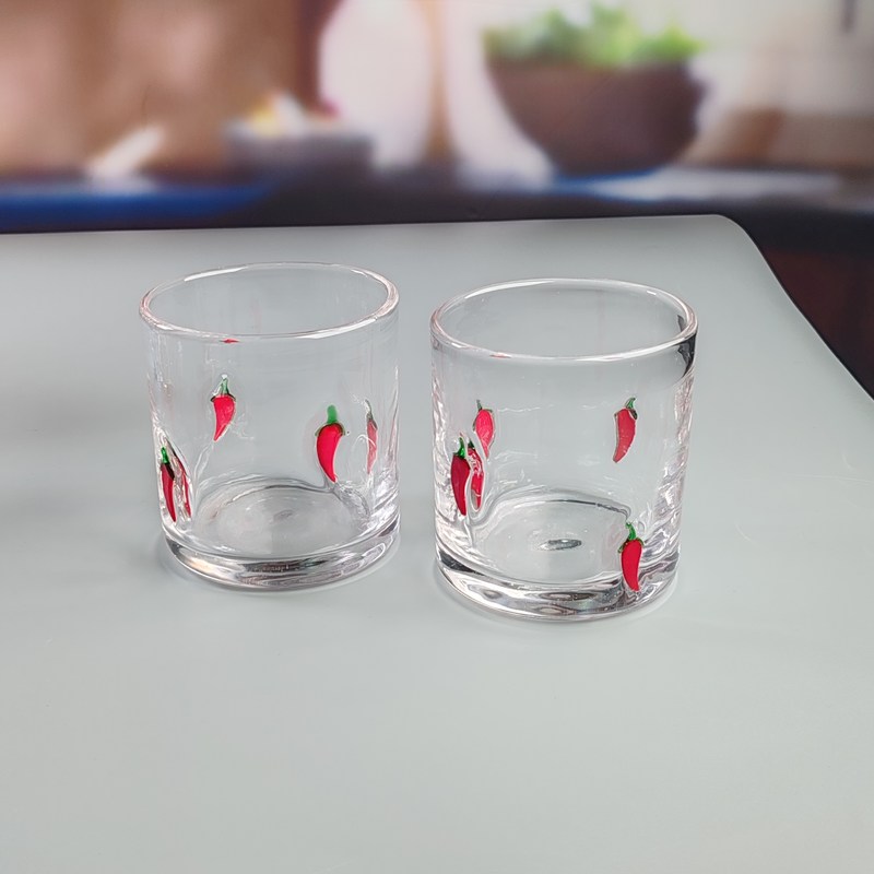 کیفیت 14oz Chili Decorative DOF Glass Heart Shape Water Tumbler Glasses Mexico Rock Glass Cup for Wedding Party Gift کارخانه
