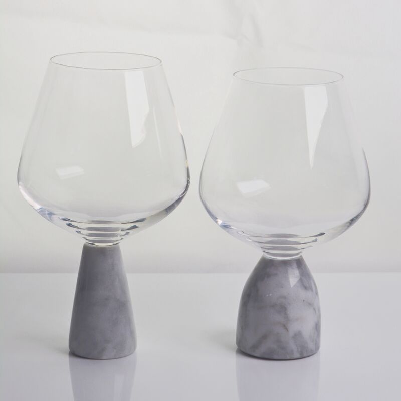کیفیت Hand Blown Crystal Wine Glass with Modern Gray Marble Stem Base Ultra Clear Bowl Perfect for Dinner Parties and Everyday کارخانه