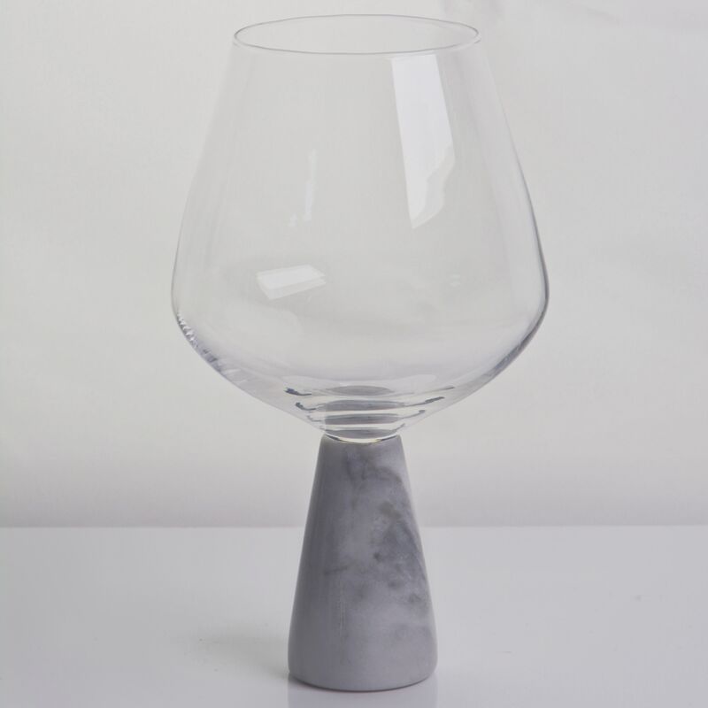 کیفیت Hand Blown Crystal Wine Glass with Modern Gray Marble Stem Base Ultra Clear Bowl Perfect for Dinner Parties and Everyday کارخانه