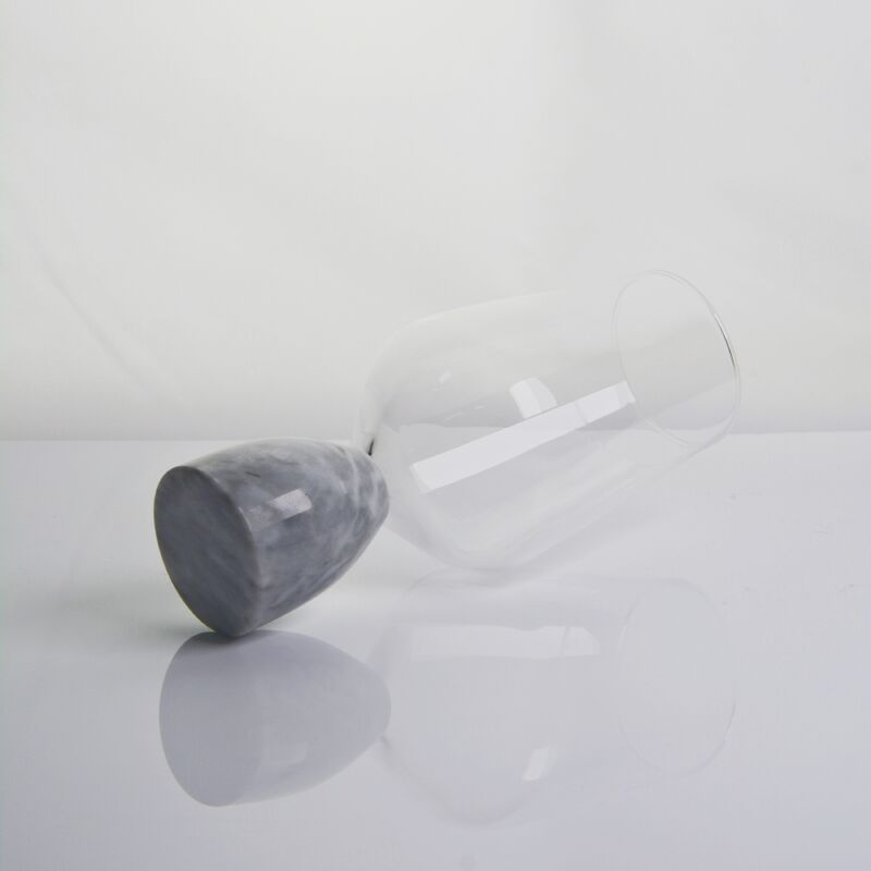 کیفیت Hand Blown Crystal Wine Glass with Modern Gray Marble Stem Base Ultra Clear Bowl Perfect for Dinner Parties and Everyday کارخانه