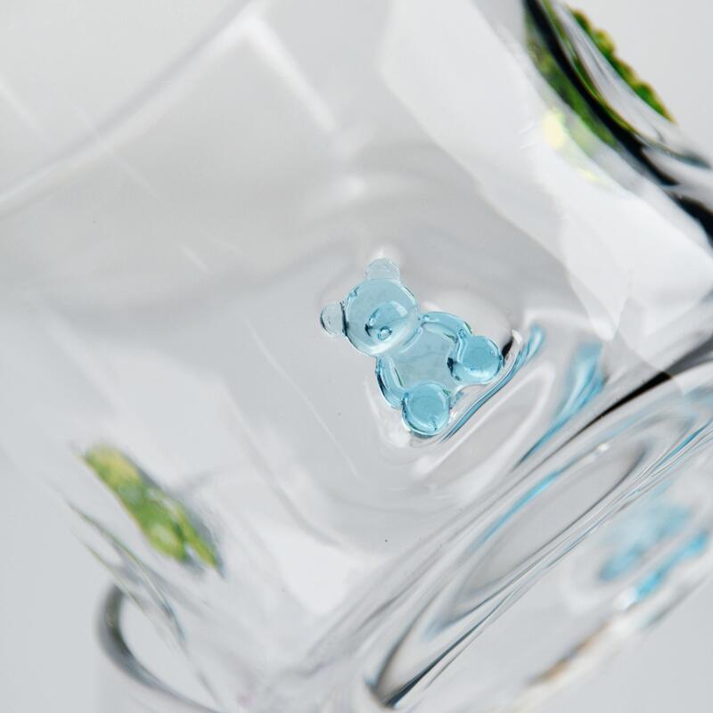 کیفیت لیوان شیشه‌ای طرح خرس گامی دست‌ساز، لیوان شفاف ۴۰۰ میلی‌لیتری با خرس رنگارنگ بامزه، لیوان نوشیدنی سرگرم‌کننده برای کودکان و بزرگسالان، هدیه بار شیک کارخانه