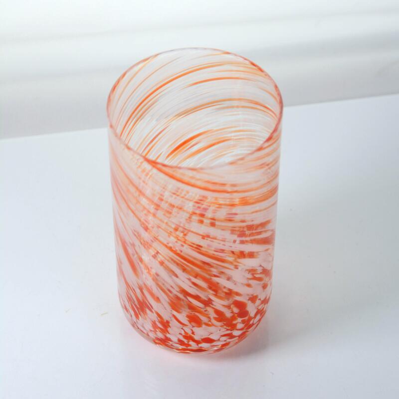 کیفیت Hand-blown Orange Swirl Confetti Glass Cup - Artisan Crafted Drinking Glass for Whiskey and Cocktails کارخانه
