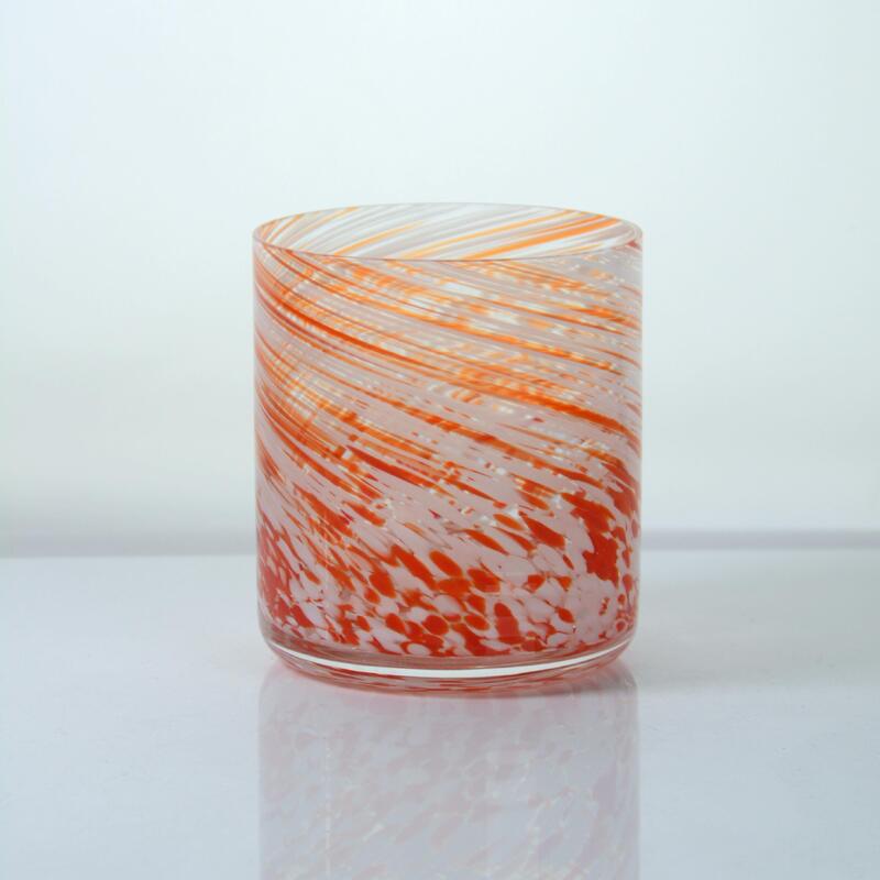 کیفیت Hand-blown Orange Swirl Confetti Glass Cup - Artisan Crafted Drinking Glass for Whiskey and Cocktails کارخانه
