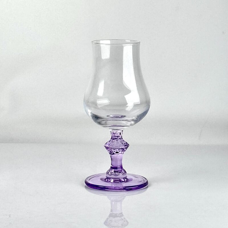 کیفیت 4‑Pack Vintage Purple Stem Wine Glasses, Assorted Shapes Clear Cup with Decorative Purple Stem, Handblown Glass Goblets for Wedding Party Home Tabletop Decoration کارخانه