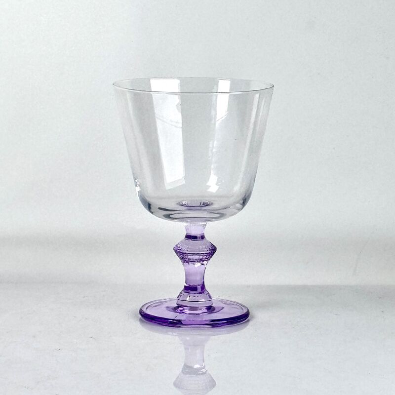 کیفیت 4‑Pack Vintage Purple Stem Wine Glasses, Assorted Shapes Clear Cup with Decorative Purple Stem, Handblown Glass Goblets for Wedding Party Home Tabletop Decoration کارخانه