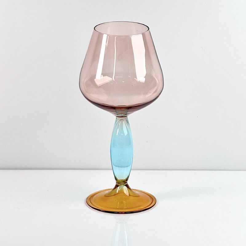 کیفیت Hand-Blown Gradient Color Borosilicate Wine Glasses, Multi-Color Artistic Stem Goblets for Wine, Cocktail, Home Bar & Party Decor کارخانه