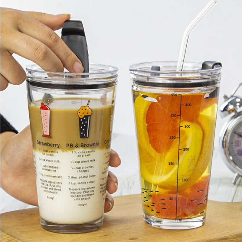 کیفیت Color Printed Unique Cocktail Glasses With Silicate Straw And Lid کارخانه