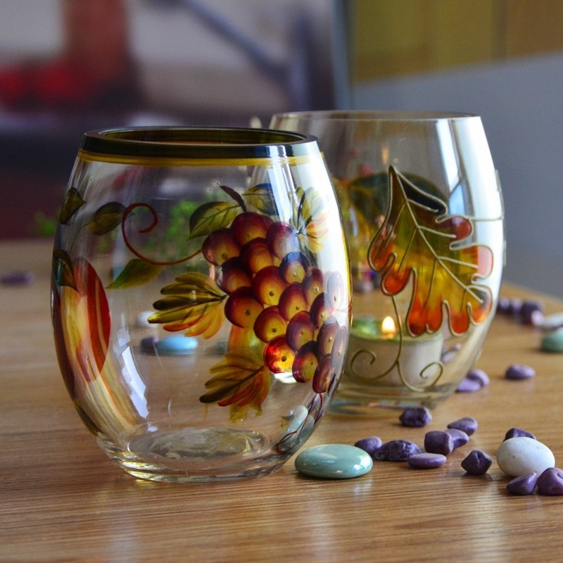 کیفیت Egg Shaped Beautiful Color Glass Cylinder Candle Holders , Glass Votive Candle Holders کارخانه