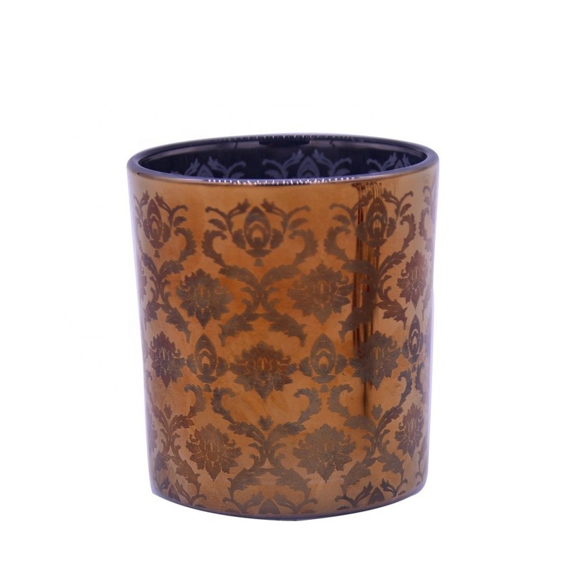 کیفیت Copper Glass Candle Holders With Laser Engrave Pattern کارخانه