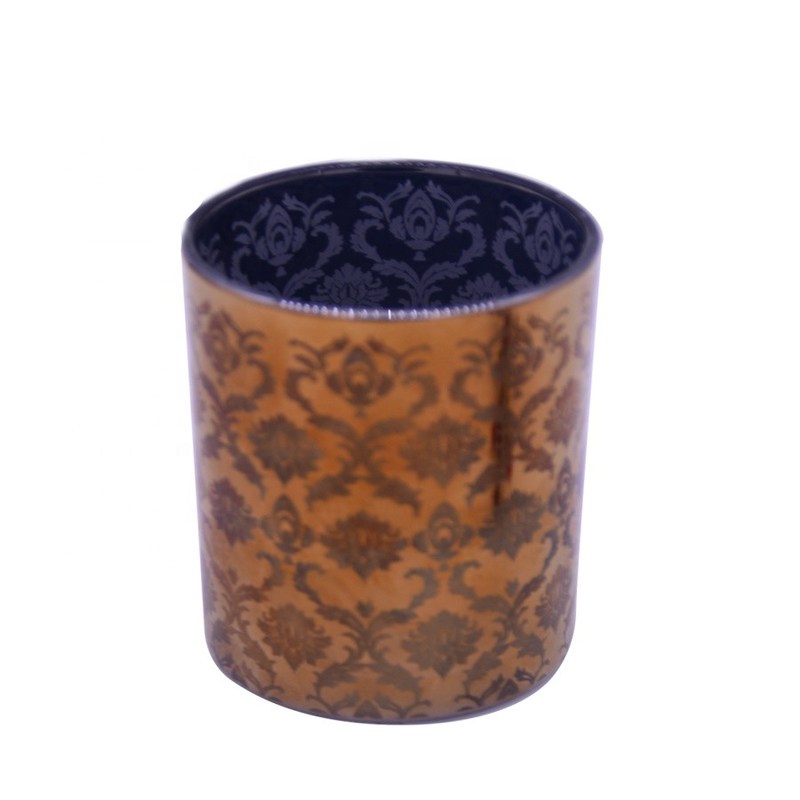 کیفیت Copper Glass Candle Holders With Laser Engrave Pattern کارخانه