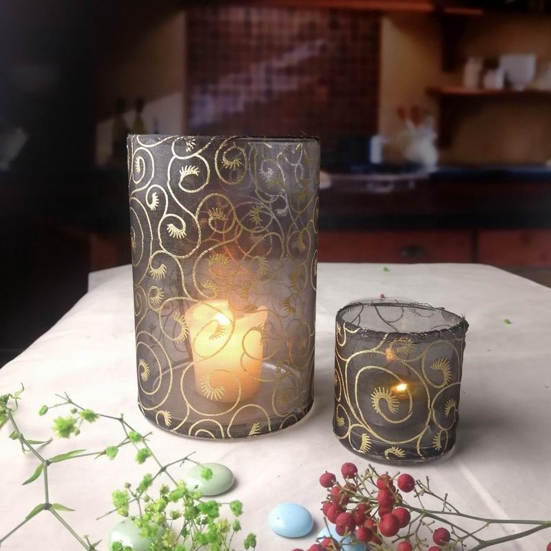 کیفیت Decorative Handmade Silk Sleeve Coat Cylinder Candle Holders کارخانه