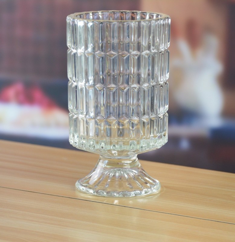 کیفیت Heavy Duty Foot Pillar Glass Candle Holders , Clear Glass Candle Holders As Flower Vase کارخانه