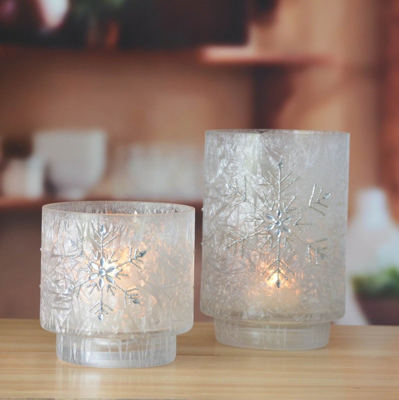 کیفیت Snow Flake Glass Candle Holders کارخانه