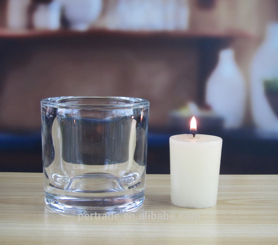 کیفیت Thick Wall Glass Cylinder Candle Holders For Table Decoration کارخانه