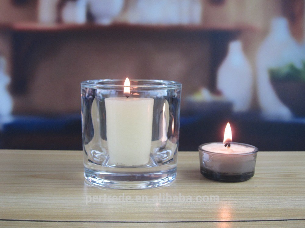 کیفیت Thick Wall Glass Cylinder Candle Holders For Table Decoration کارخانه