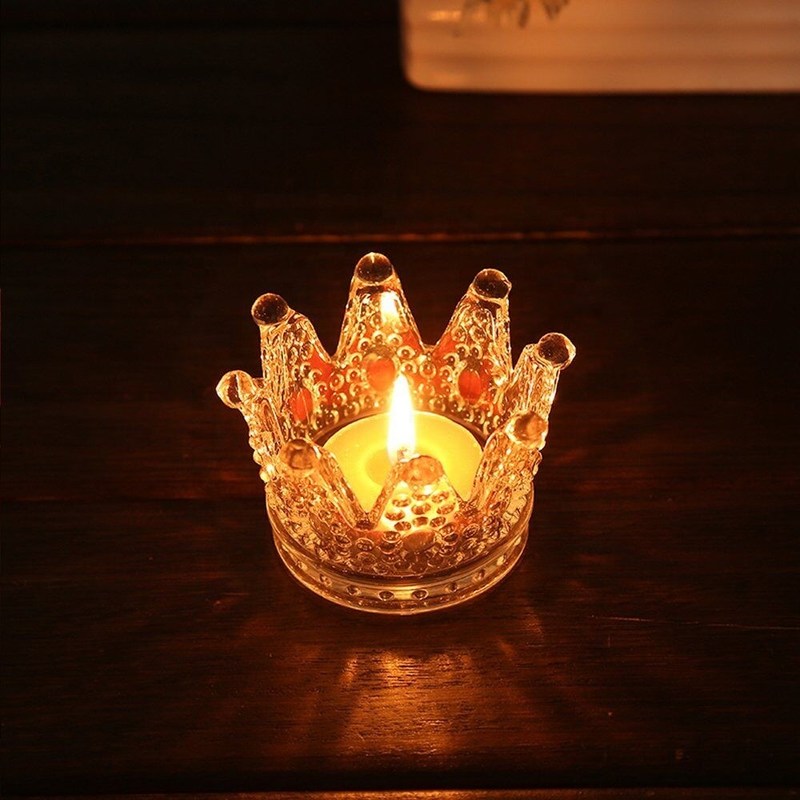 کیفیت Romantic Crown Tea Light Mini Votive Candle Holders ,  Glass Cylinder Candle Holders For Party کارخانه