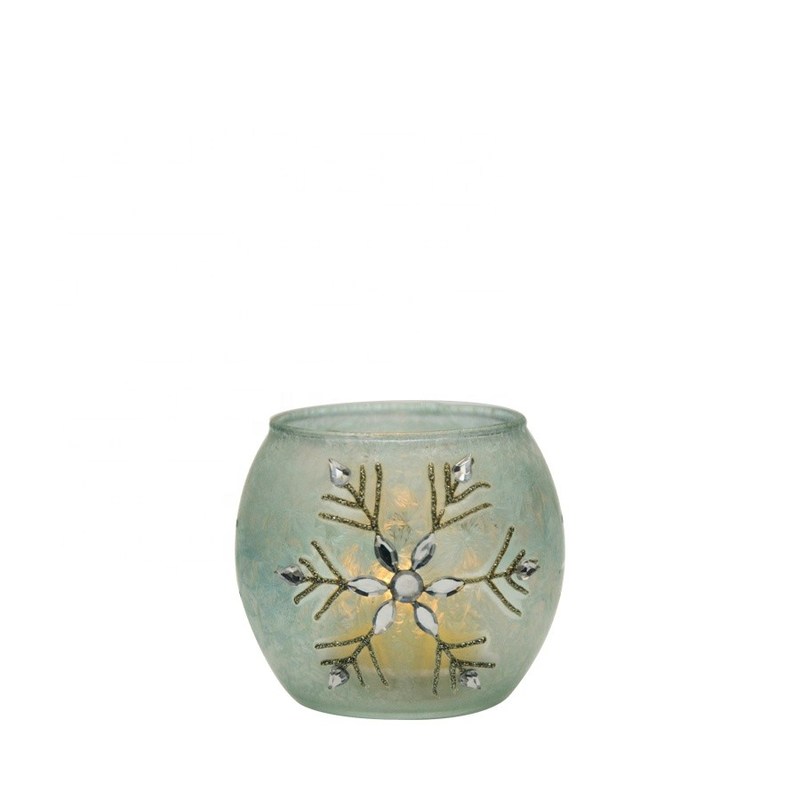 کیفیت Handpainted Christmas Snowflake Glass Cylinder Candle Holders کارخانه