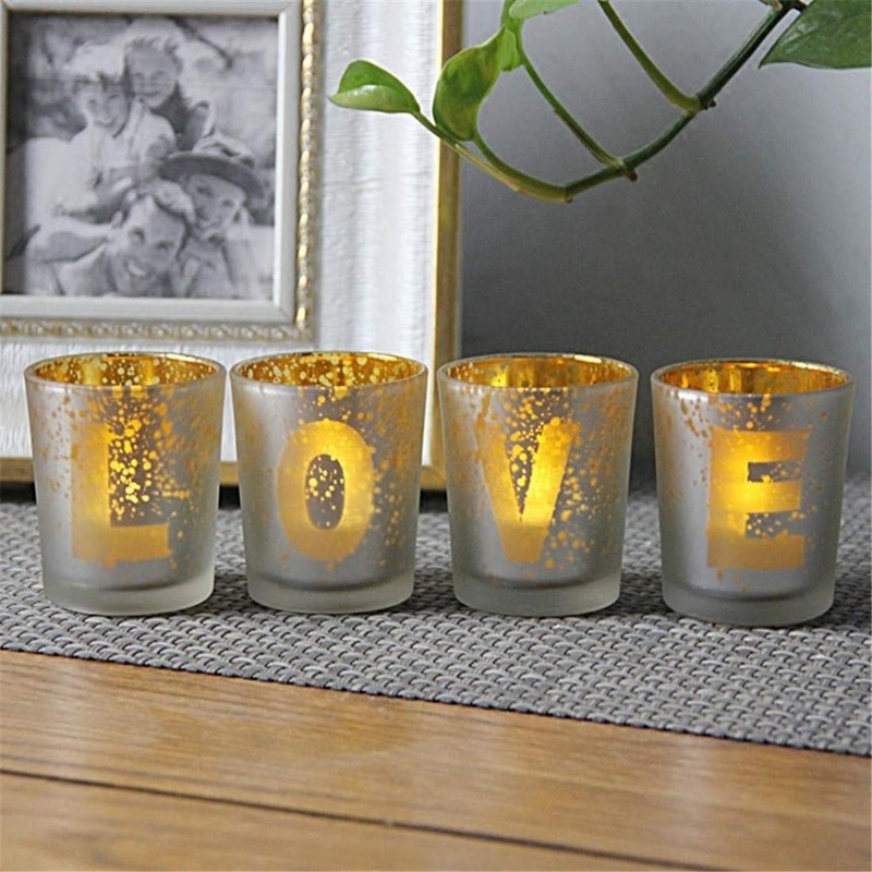 کیفیت Electroplated Matte Glass Candle Holders With Morden Pattern کارخانه