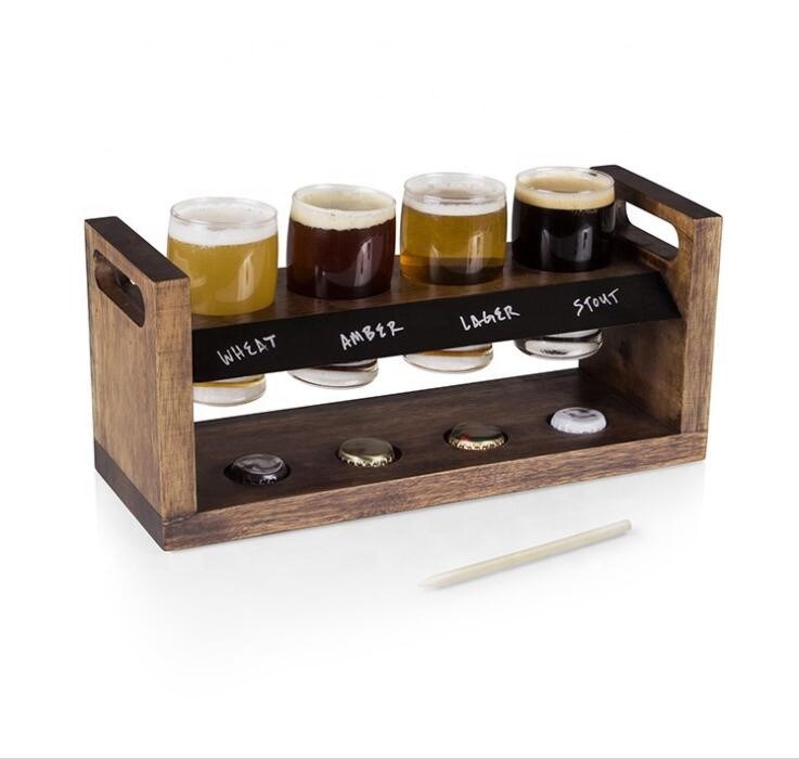 کیفیت Handmade 5oz Craft Beer Tasting Kit , Craft Beer Glasses Set With Wooden Paddle کارخانه