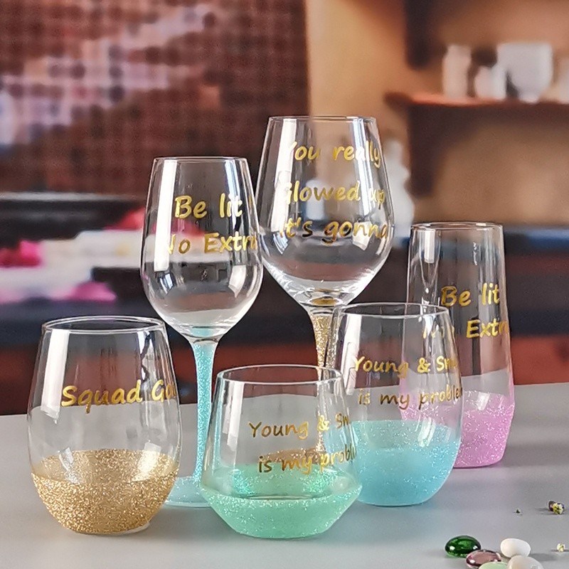 کیفیت LFGB 450ml Wine Glass , Crystal Wine Glass For Anuversery Party کارخانه