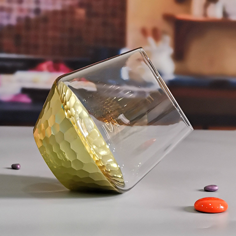 کیفیت 400ml Hand Cut Gold Honeycomb Crystal Wine Glasses کارخانه