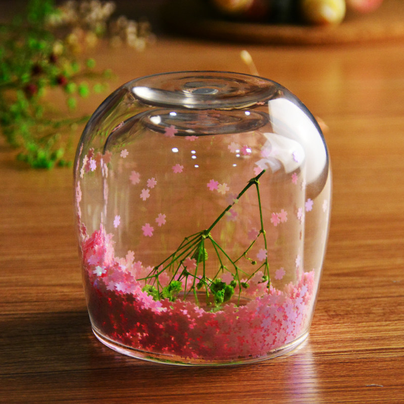 کیفیت Customized Double Wall Glass Coffee Cup Decorative Glitter Tumbler Drinking Glasses کارخانه