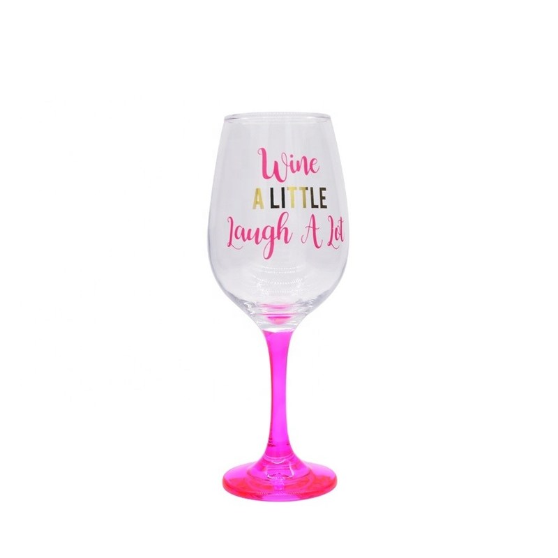 کیفیت 340ml Crystal Wine Glass With Funny Fonts Decal Decoration کارخانه