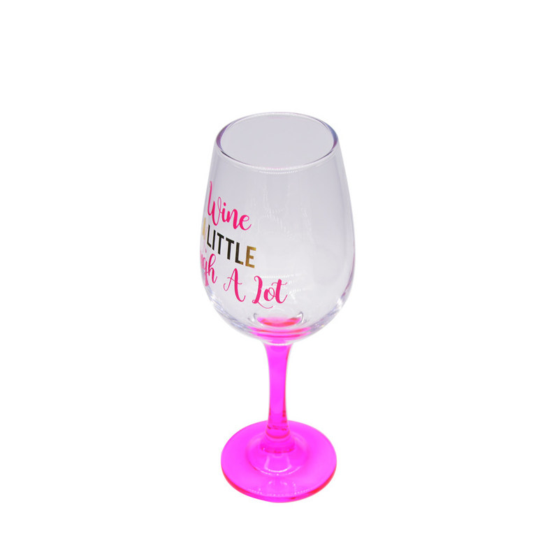 کیفیت 340ml Crystal Wine Glass With Funny Fonts Decal Decoration کارخانه