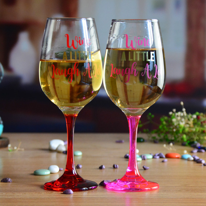 کیفیت 340ml Crystal Wine Glass With Funny Fonts Decal Decoration کارخانه
