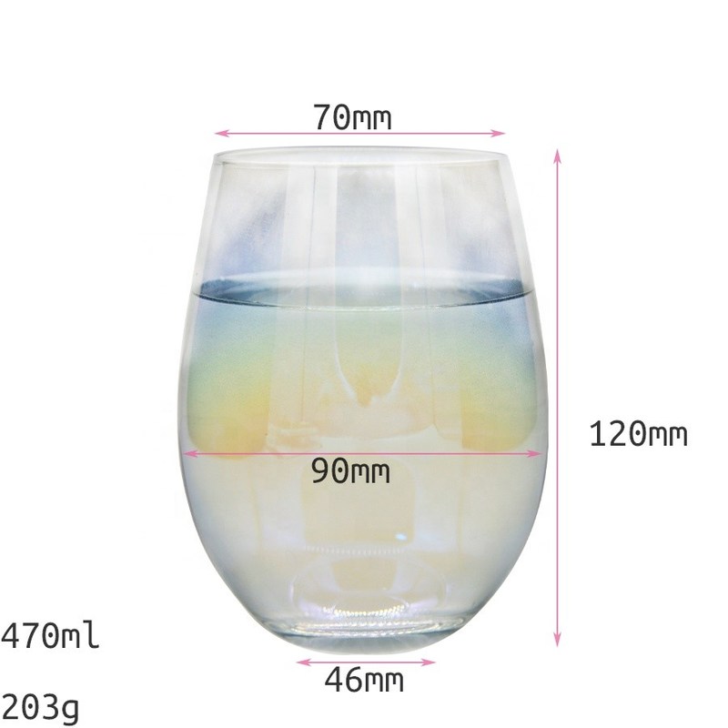 کیفیت Ion Plated Rainbowl 16 Oz Stemless Wine Glass , Antique Crystal Wine Glasses کارخانه