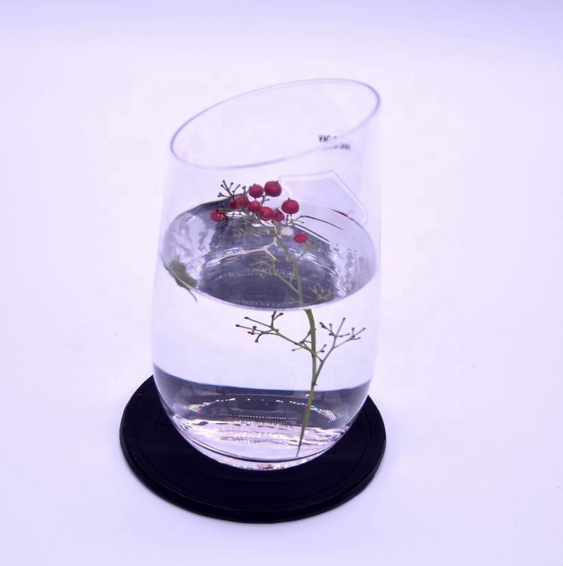 کیفیت Bevel Oblique Edge Stemless Crystal Wine Glass With Angle Top کارخانه