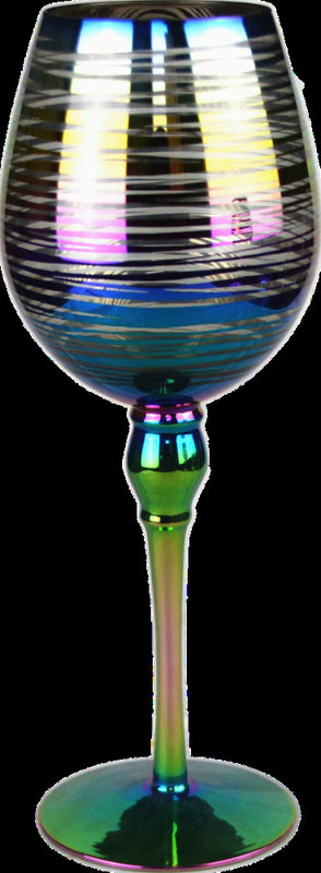 کیفیت Laser Circles Pattern Iridescent Crystal Wine Glass With Pearl Stem کارخانه