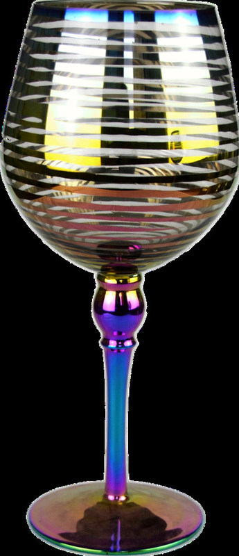 کیفیت Laser Circles Pattern Iridescent Crystal Wine Glass With Pearl Stem کارخانه