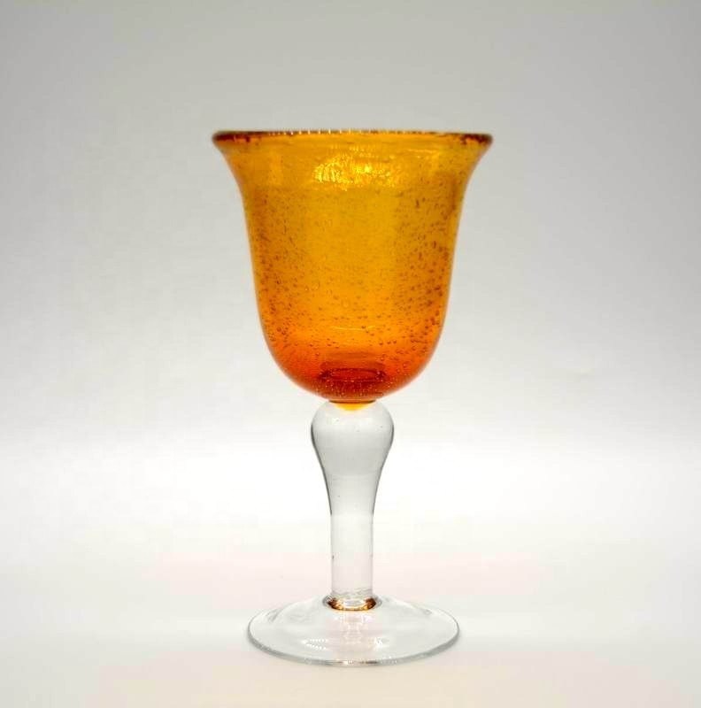 کیفیت Handblown Solid Color Mexican Bubbles Goblet Crystal Wine Glass کارخانه
