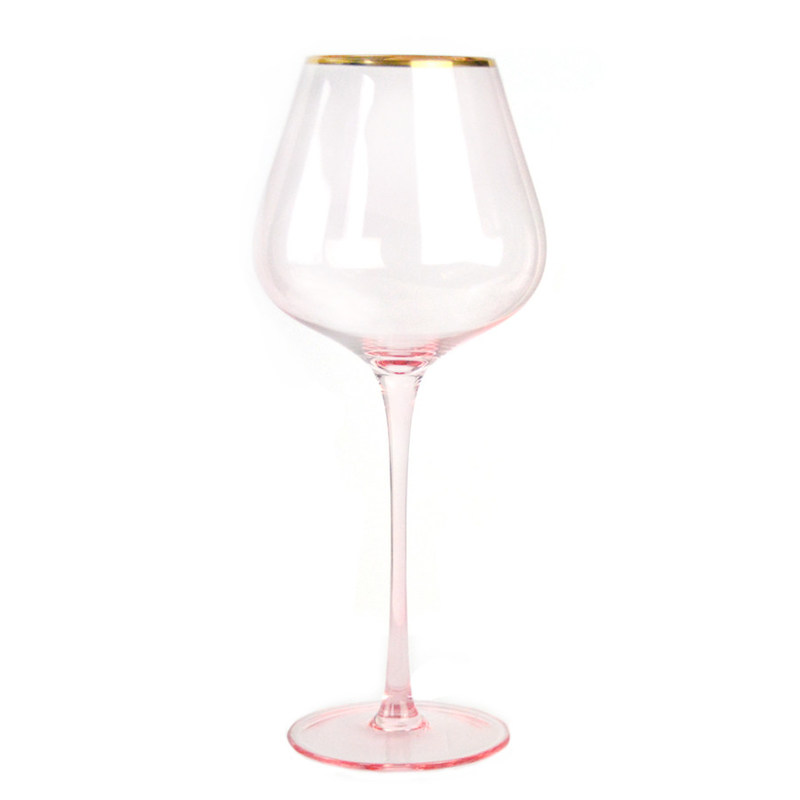 کیفیت Gold Rim Pink Crystal Wine Glass For Holiday Party کارخانه