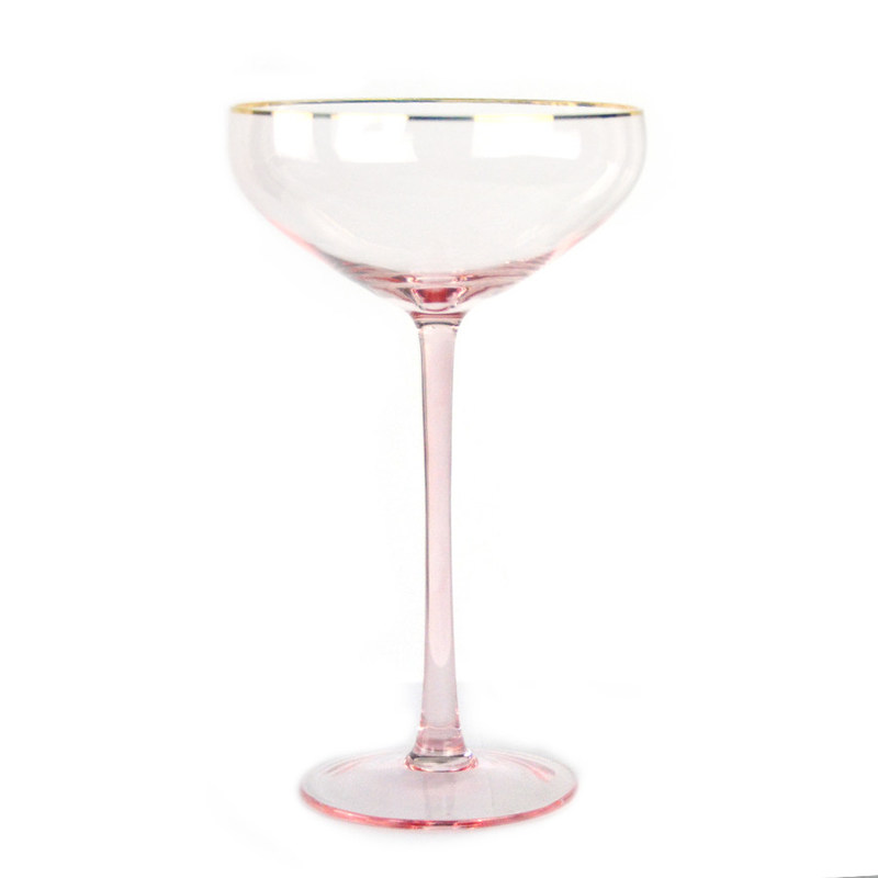 کیفیت Gold Rim Pink Crystal Wine Glass For Holiday Party کارخانه