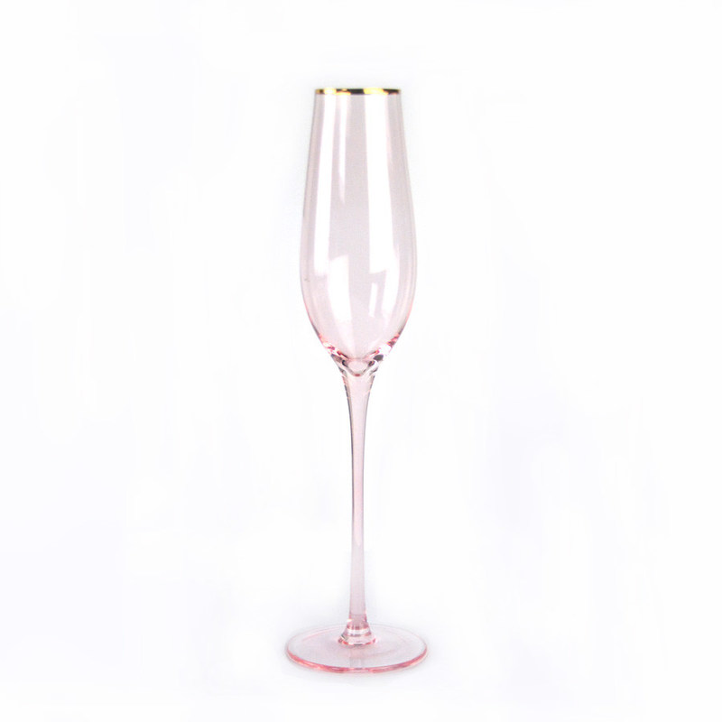 کیفیت Gold Rim Pink Crystal Wine Glass For Holiday Party کارخانه