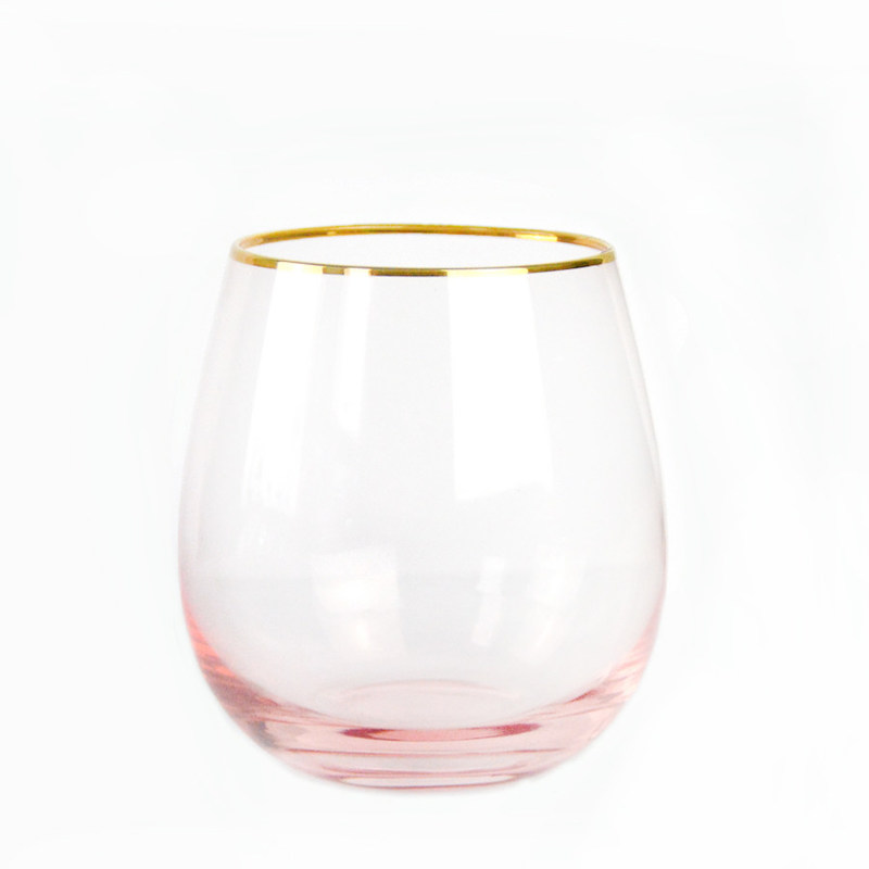 کیفیت Gold Rim Pink Crystal Wine Glass For Holiday Party کارخانه