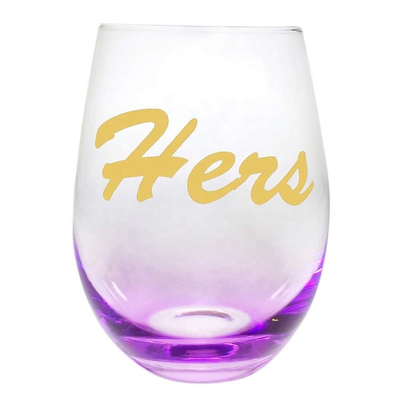 کیفیت Egg Shape  Stemless Clear Wine Glass ，Clear Stemless Wine Glasses With Golden Fonts کارخانه