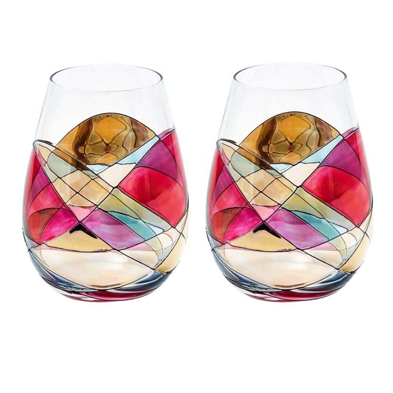 کیفیت Handpainted Stemless Golden Luster Crystal Wine Glass , Engraved Crystal Glasses کارخانه