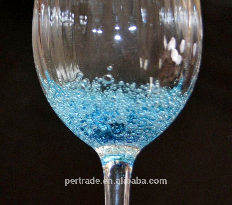 کیفیت Handmade Ocean Blue Wine Goblet Glass With Sparkling Bubbles کارخانه