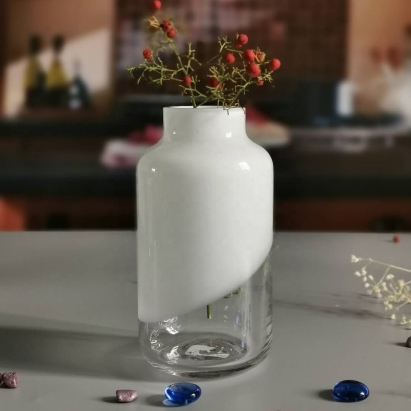کیفیت Hand Made Solid White Top Half Ceramic Glass Jar Vase کارخانه