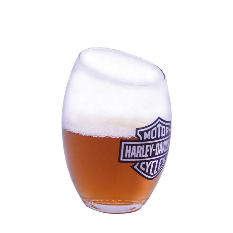 کیفیت Angled Top 10oz Handmade Whiskey Glass With Color Logo Print کارخانه