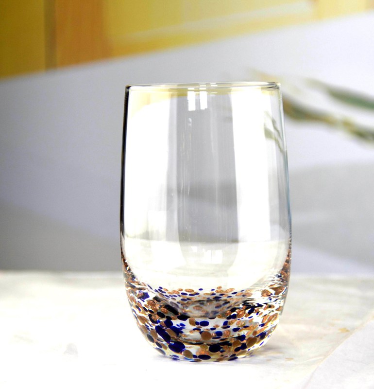 کیفیت Gold Stone Bottom Glass SGS 300ml Handmade Whiskey Glass کارخانه