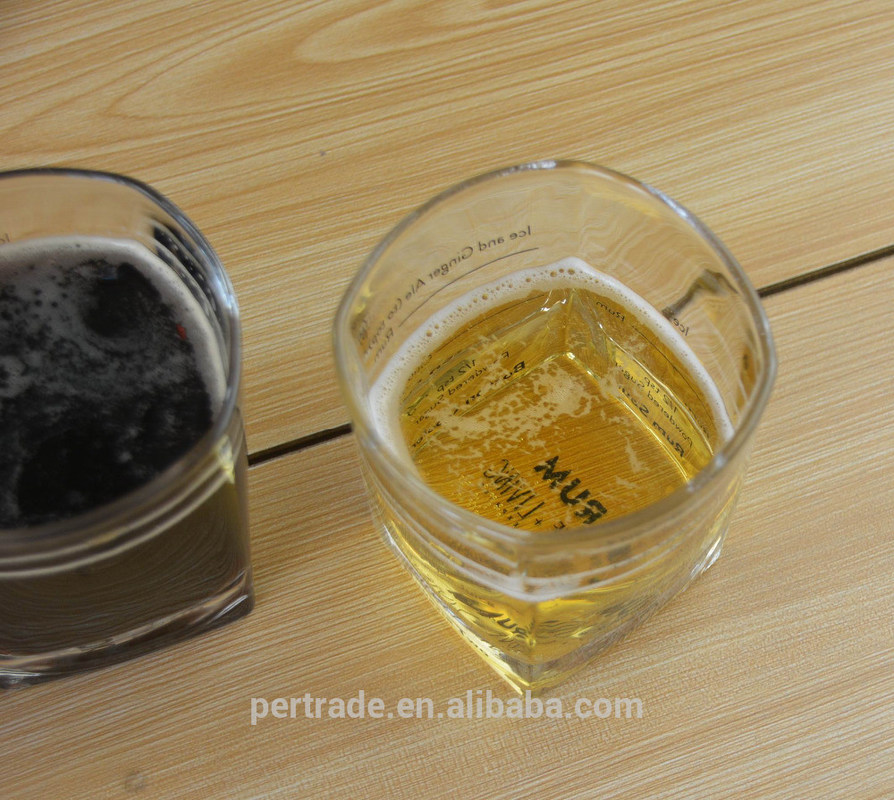 کیفیت Set Of Four Square 240ml Fancy Whiskey Glass With Decal کارخانه