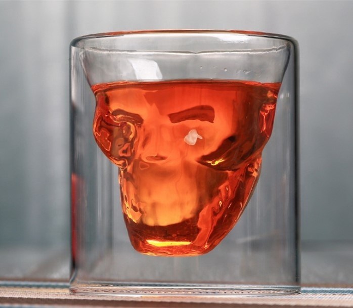 کیفیت Skull Shaped Double Wall 2.5oz Old Fashioned Whiskey Tumbler کارخانه