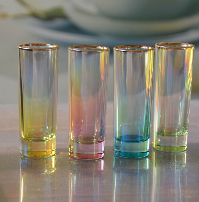 کیفیت Personalized INS Gradient Color Gold Rim Unique Shot Glass Set کارخانه