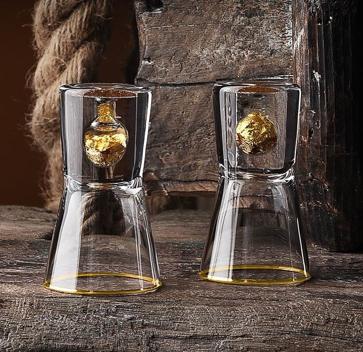 کیفیت Gold Foil Bottom Shot Glass Set کارخانه