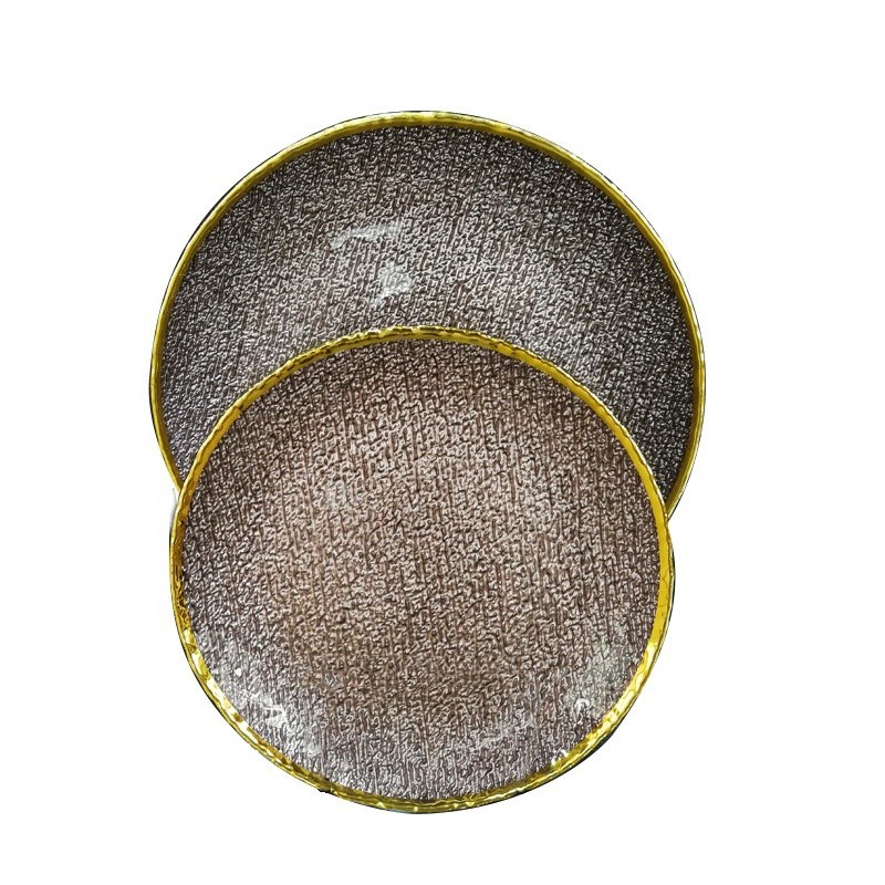 کیفیت Golden Color Dessert Glass Charger Plates , Decorative Charger Plates For Wedding کارخانه