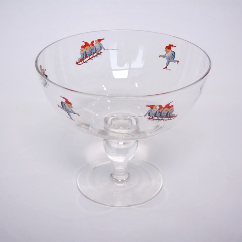 کیفیت Large Diameter Crystal Glass Fruit Bowl , Crystal Salad Serving Bowl With Stand کارخانه